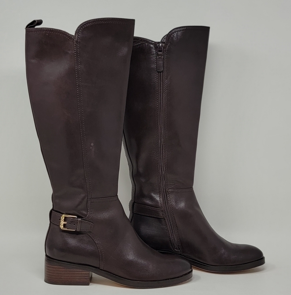 Cole Haan Women's Hayes Tall Riding Boot Size 5.5B Brown Leather Flat Equestrian